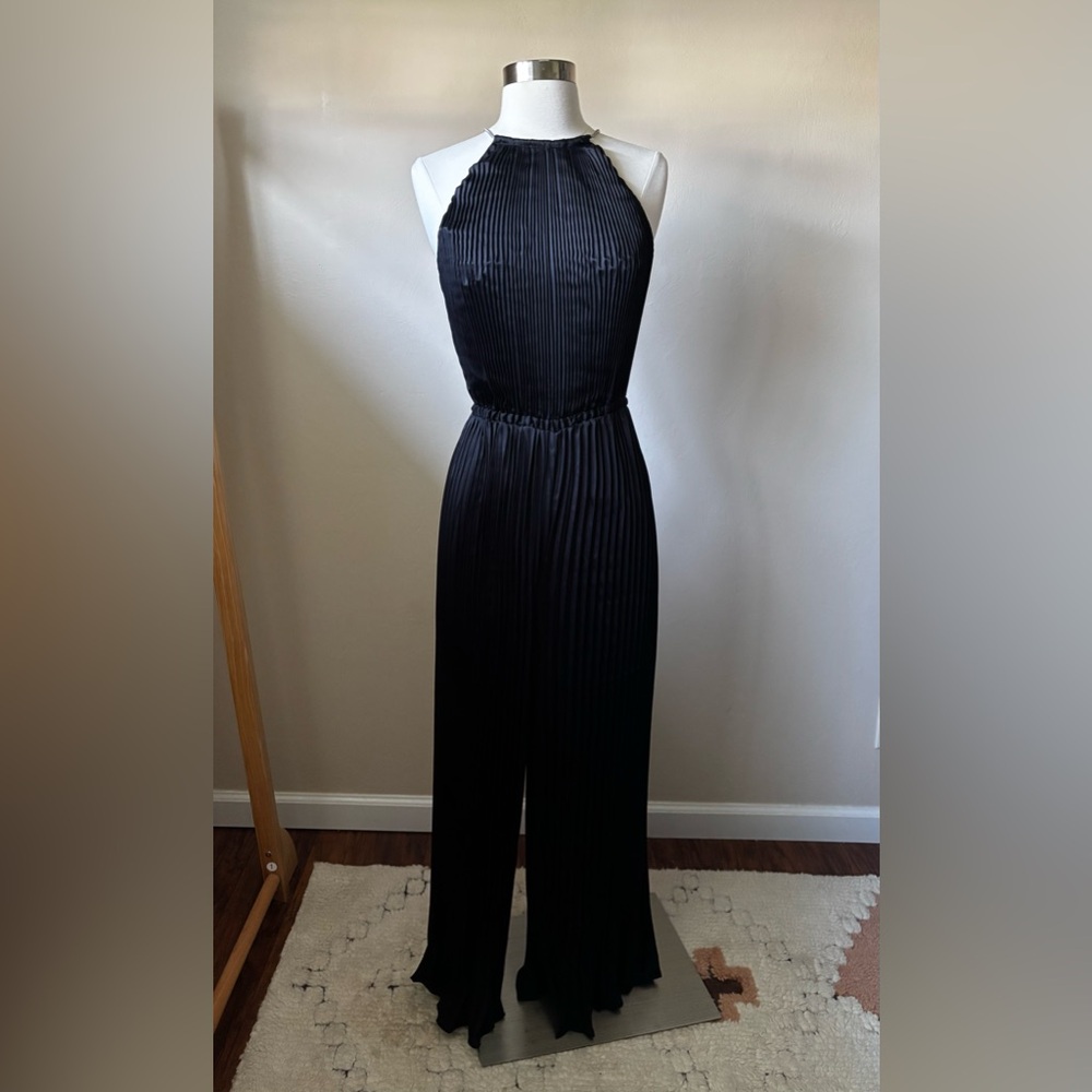 Michael Kors Black Pleated Halter Jumpsuit